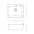 Rysunek techniczny zlewu stalowego Steel Sink 65