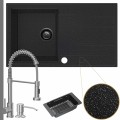 Zlewozmywak granitowy czarny metalik avila 1kdo syfon grafitowy manualny bateria stalowa