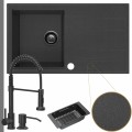 Zlewozmywak granitowy grafitowy avila 1kdo syfon grafitowy manualny bateria czarna
