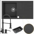 Zlewozmywak granitowy grafitowy avila 1kdo syfon srebrny manualny bateria czarna