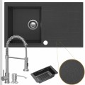 Zlewozmywak granitowy grafitowy avila 1kdo syfon srebrny manualny bateria stalowa