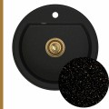Zlew granitowy luna złoty metalik syfon złoty manualny