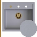 Szary zlew ferrum 1k60 syfon złoty automatyczny z przyciskiem