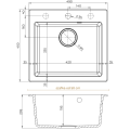 Rysunek techniczny - zlew jednokomorowy Ferrum 1KDO SINK Quality
