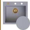Szary zlew FERRUM 1K50 syfon złoty automatyczny z przyciskiem.jpg