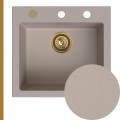 beżowy-zlew-ferrum-1k50-syfon-złoty-automatyczny-z-przyciskiem.jpg