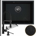 Zlew granitowy crypton 60 czarny metalik syfon grafit bateria dozownik czarny