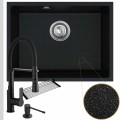 Zlew granitowy crypton 60 czarny metalik syfon srebrny bateria dozownik czarny