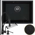 Zlew granitowy crypton 60 czarny metalik syfon grafit bateria dozownik czarny