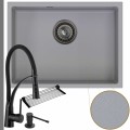 Zlew granitowy crypton 60 szary syfon grafitowy bateria dozownik czarny