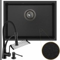 Zlew granitowy crypton 60 grafitowy syfon grafitowy bateria dozownik czarny