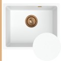 Biały zlew CRYPTON 55 syfon miedziany
