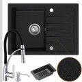 Grafitowy zlew titanite syfon srebrny automatyczny z pokrętłem srebrne akcesoria