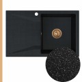 Zlew granitowy czarny metalik obsidian 1kdo syfon miedziany manualny