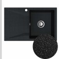 Zlew granitowy czarny metalik obsidian 1kdo syfon srebrny manualny