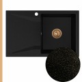 Zlew granitowy złoty metalik obsidian 1kdo syfon miedziany manualny