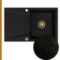 Zlew granitowy złoty metalik obsidian 1kdo syfon złoty automatyczny z przyciskiem