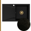 Zlew granitowy złoty metalik obsidian 1kdo syfon złoty manualny