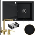 Czarny zlew OBSIDIAN 1KDO syfon grafitowy automatyczny z pokrętłem złote akcesoria.jpg
