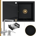 Czarny zlew OBSIDIAN 1KDO syfon złoty automatyczny z przyciskiem stalowe akcesoria.jpg