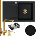 Czarny zlew OBSIDIAN 1KDO syfon złoty manualny złote akcesoria.jpg