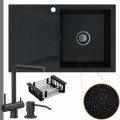 Czarny metalik zlew obsidian 1kdo syfon grafitowy manualny karbon akcesoria