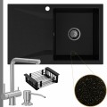 Złoty metalik zlew obsidian 1kdo syfon grafitowy manualny stalowe akcesoria