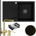 Złoty metalik zlew obsidian 1kdo syfon grafitowy manualny złote akcesoria