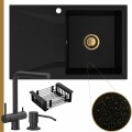 Złoty metalik zlew obsidian 1kdo syfon złoty manualny karbon akcesoria