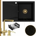 Złoty metalik zlew obsidian 1kdo syfon złoty manualny złote akcesoria