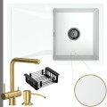 Biały zlew OBSIDIAN 1KDO syfon grafitowy manualny złote akcesoria.jpg