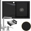 Grafitowy zlew obsidian 1kdo syfon grafitowy manualny stalowe akcesoria