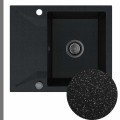 Zlew granitowy czarny metalik obsidian 1kko syfon grafitowy automatyczny z pokrętłem