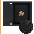 Zlew granitowy czarny metalik obsidian 1kko syfon miedziany automatyczny z przyciskiem