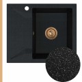 Zlew granitowy czarny metalik obsidian 1kko syfon miedziany manualny