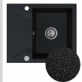 Zlew granitowy czarny metalik obsidian 1kko syfon srebrny automatyczny z przyciskiem