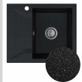 Zlew granitowy czarny metalik obsidian 1kko syfon srebrny manualny