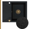 Zlew granitowy czarny metalik obsidian 1kko syfon złoty automatyczny z pokrętłem