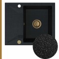 Zlew granitowy czarny metalik obsidian 1kko syfon złoty automatyczny z przyciskiem