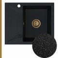 Zlew granitowy czarny metalik obsidian 1kko syfon złoty manualny