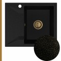 Zlew granitowy złoty metalik obsidian 1kko syfon złoty manualny