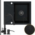 Zlew granitowy czarny metalik obsidian 1kko bateria czarna syfon grafitowy manualny