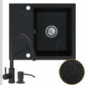 Zlew granitowy czarny metalik obsidian 1kko bateria czarna syfon klik klak