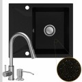 Zlew granitowy złoty metalik obsidian 1kko bateria stalowa syfon klik klak