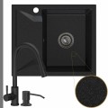 Zlew granitowy grafitowy obsidian 1kko bateria czarna syfon grafitowy manualny