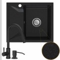 Zlew granitowy grafitowy obsidian 1kko bateria czarna syfon srebrny klik klak