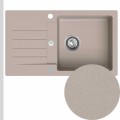 Zlew granitowy beżowy natalie syfon srebrny automatyczny z przyciskiem