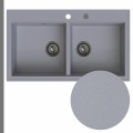 Zlew granitowy szary dual 2kbo syfon grafitowy automatyczny z pokrętłem