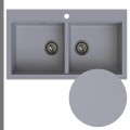 Zlew granitowy szary dual 2kbo syfon grafitowy manualny
