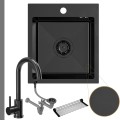Zlew stalowy spawany PVD gun metal Cole 90 bateria black metal